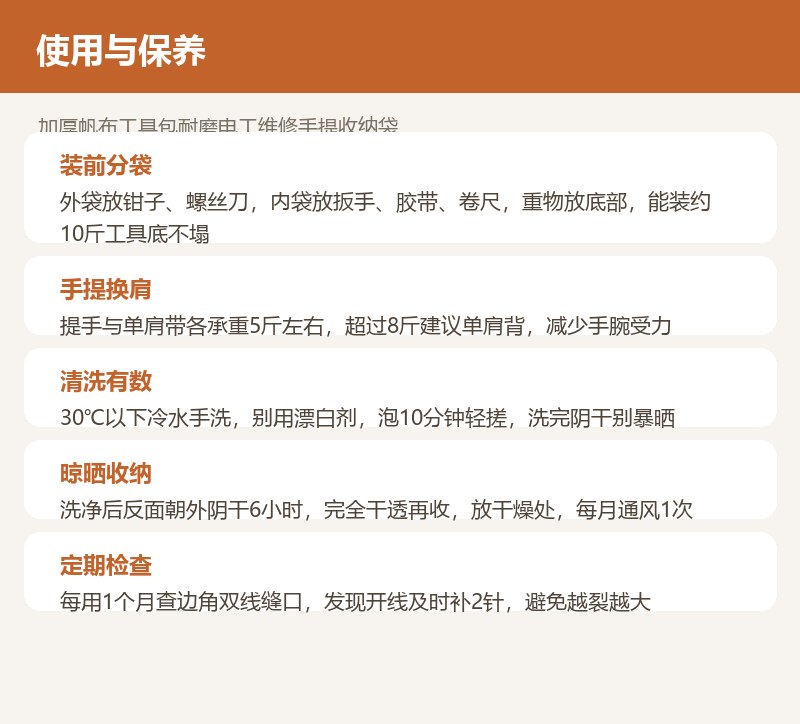 加厚帆布工具包耐磨电工维修手提收纳袋 详情图
