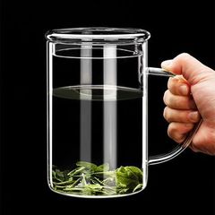 高硼硅玻璃杯1000ml大容量带盖泡茶杯